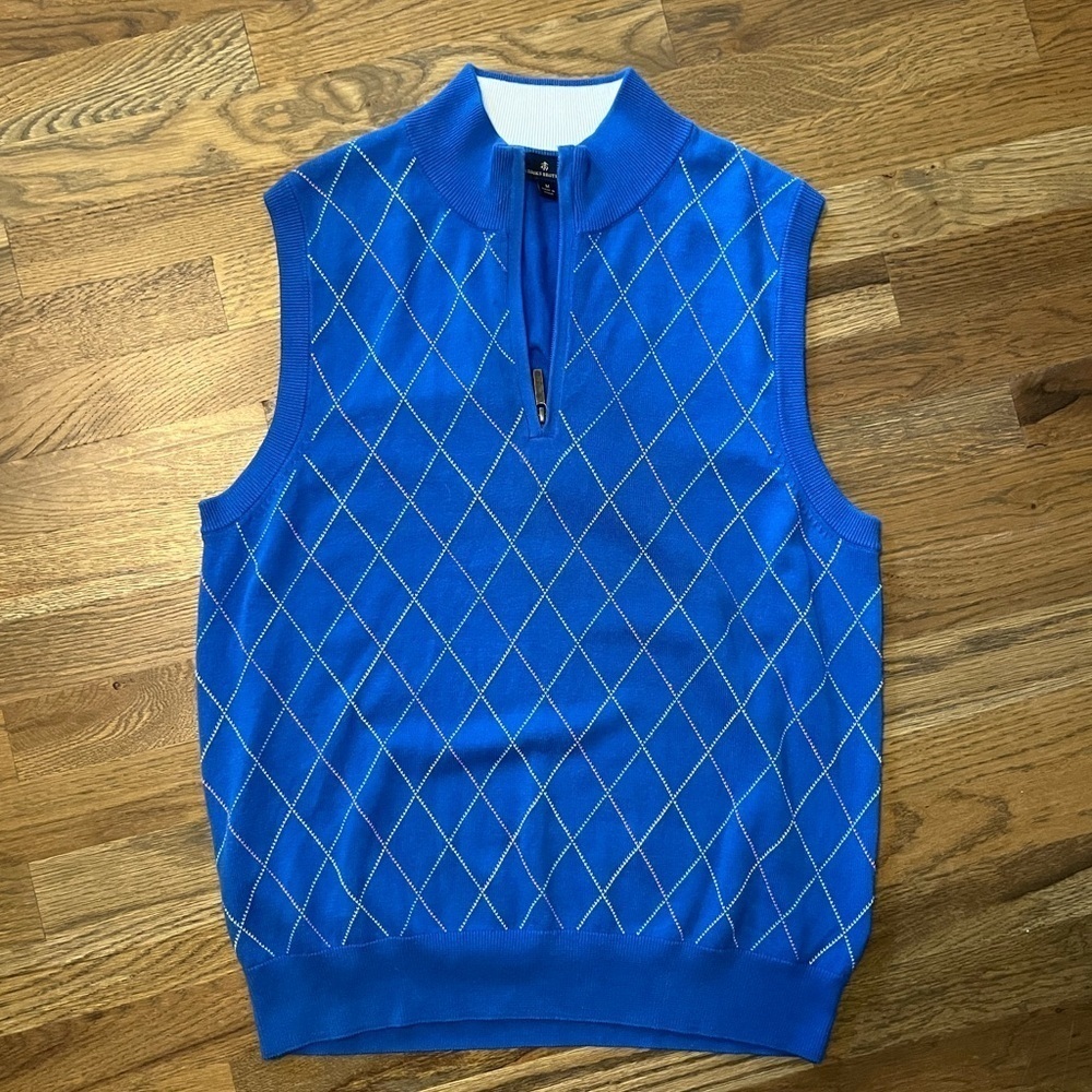 Brooks Brothers Men’s Sweater Vest Medium Men's Blue Argyle Cotton Pullover